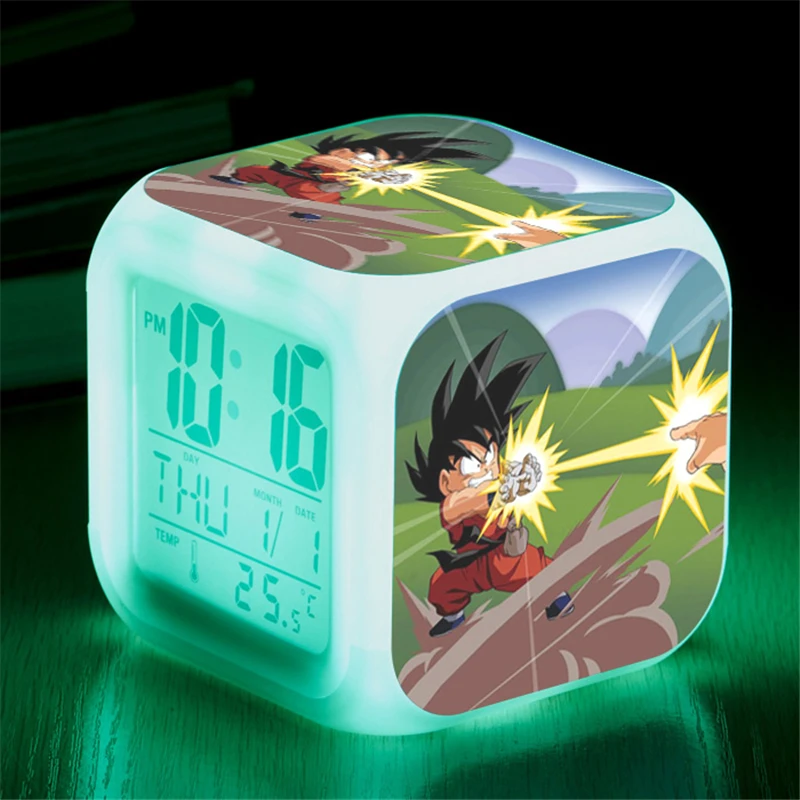 Цифровые часы с фигурками аниме DBZ светодиодный Будильник игрушки подарки для