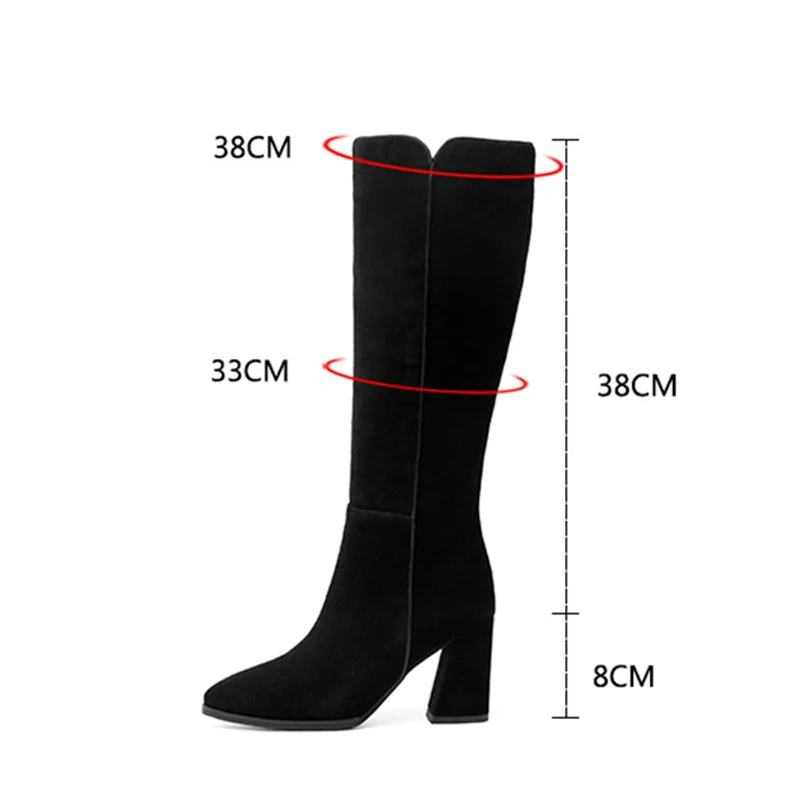 Сапоги женские зимние до колена на высоком каблуке 8 см с острым носком|Ботфорты| |