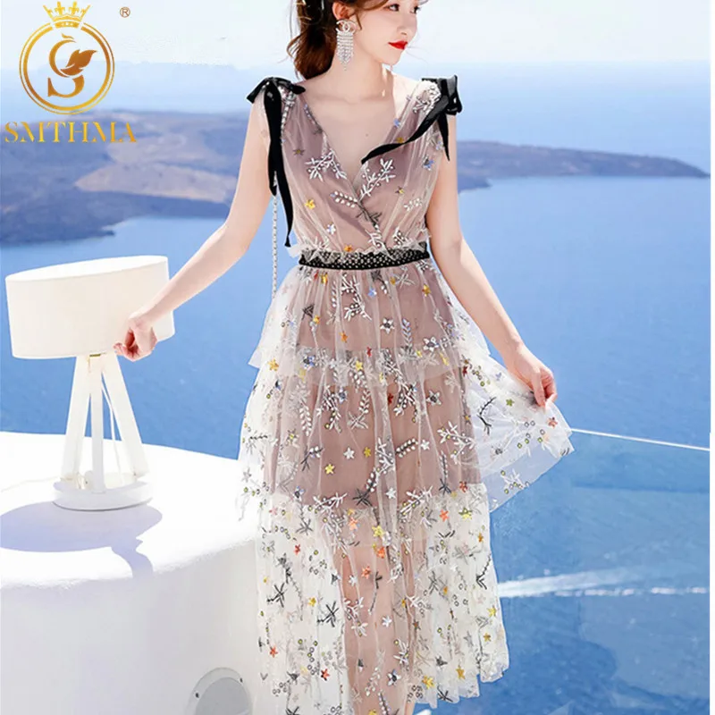 Дизайнерское женское летнее платье автопортрет Красивое длинное кружевное