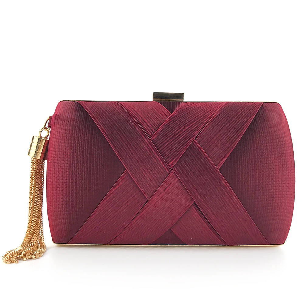 Wind Red Сумка для ужина из сатина, модное платье с бахромой, вечерняя сумочка для невесты, женские вечерние сумки для ночного клуба - Цвет: Wind Red