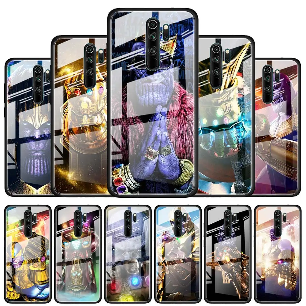 

Thanos marvel hero for Xiaomi Redmi K40 K30 K20 Pro Plus 9C 9A 9 8A 7 Luxury Shell Tempered Glass Phone Case Cover