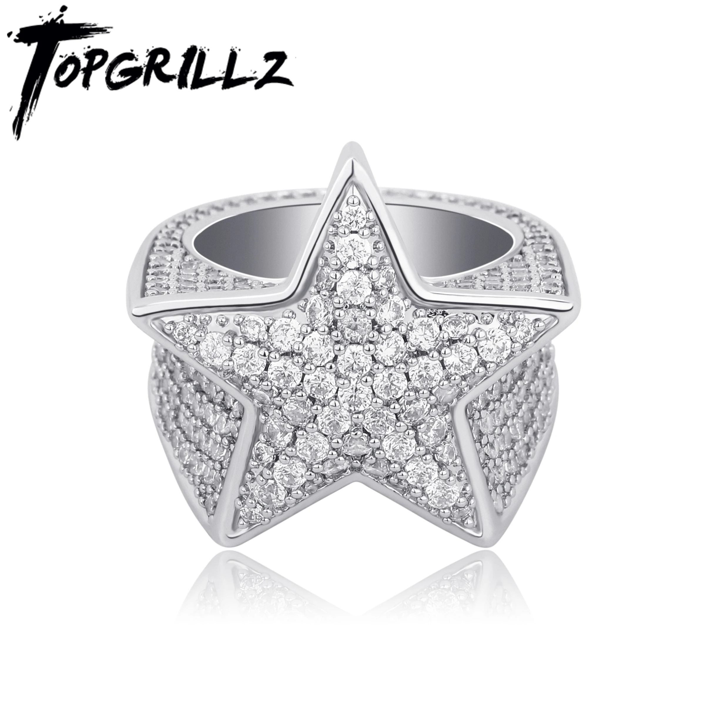 TOPGRILLZ 2020 новое кольцо с пятиконечной звездой микро инкрустированное цирконием