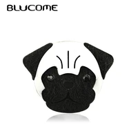 blucome acrylic black pug dog brooches handmade sweater hat collar hijab pins women mens jackets backpack badge animal brooch