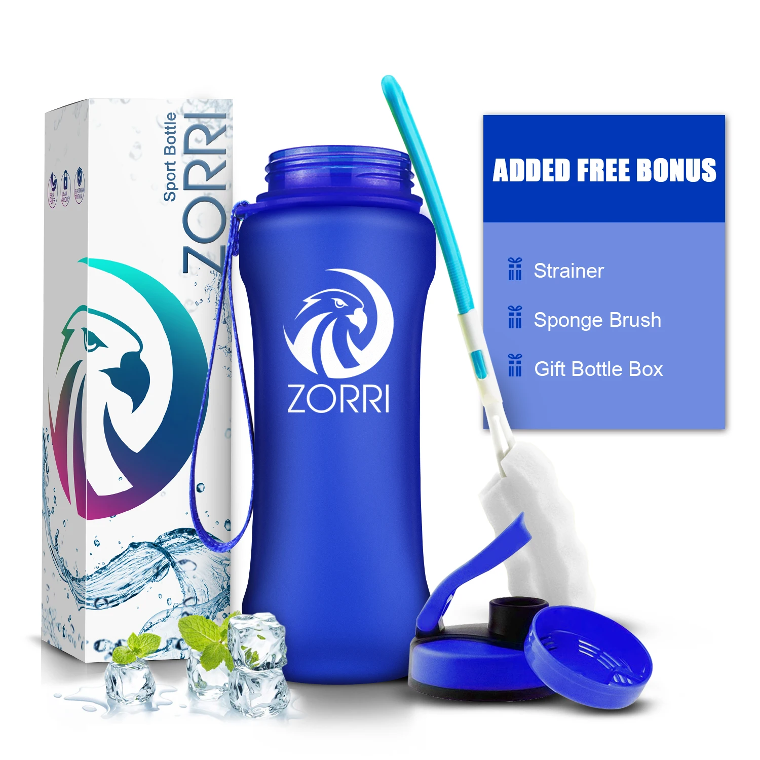 Портативная Спортивная бутылка для воды ZORRI без БФА пластиковая дорожная
