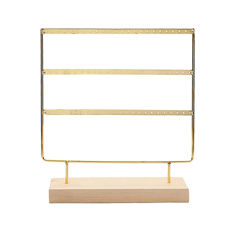 

66-Hole 3-Layer Earring Storage Box with Bracket, Earring Holder, Gift Box, Wooden Jewelry Rack/Earring Tray