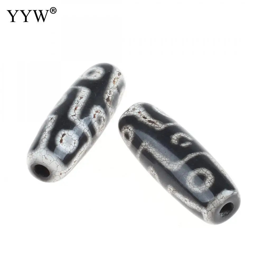 Prayer Mala Black Tibetan Mystical Agata Dzi 9 Eyes Beads Natural Onyx Column Cylinder 11x11x30mm | Украшения и аксессуары