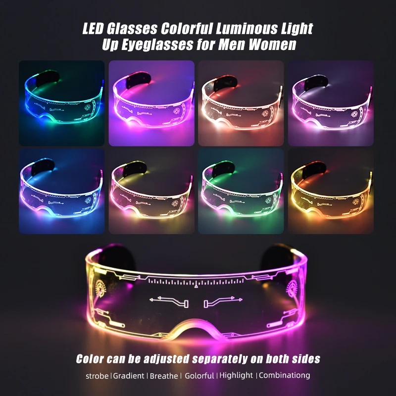 Cool Led Glasses Luminous Sunglasses Cyberpunk Flash Party Rave Neon Mask Toys Vocal Concert Decorative DJ | Дом и сад