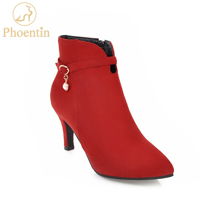 Phoentin/ботинки на тонком высоком каблуке женские ботильоны для женщин из флока