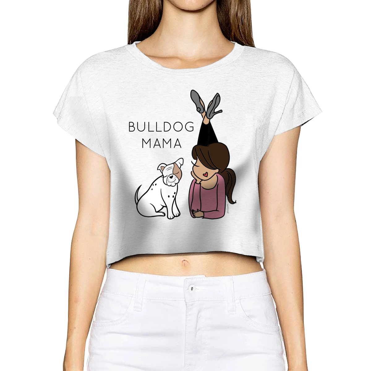 

Personalized Bulldog Mama T-Shirt Aesthetic Clothes Print Funny Tee 100% Cotton