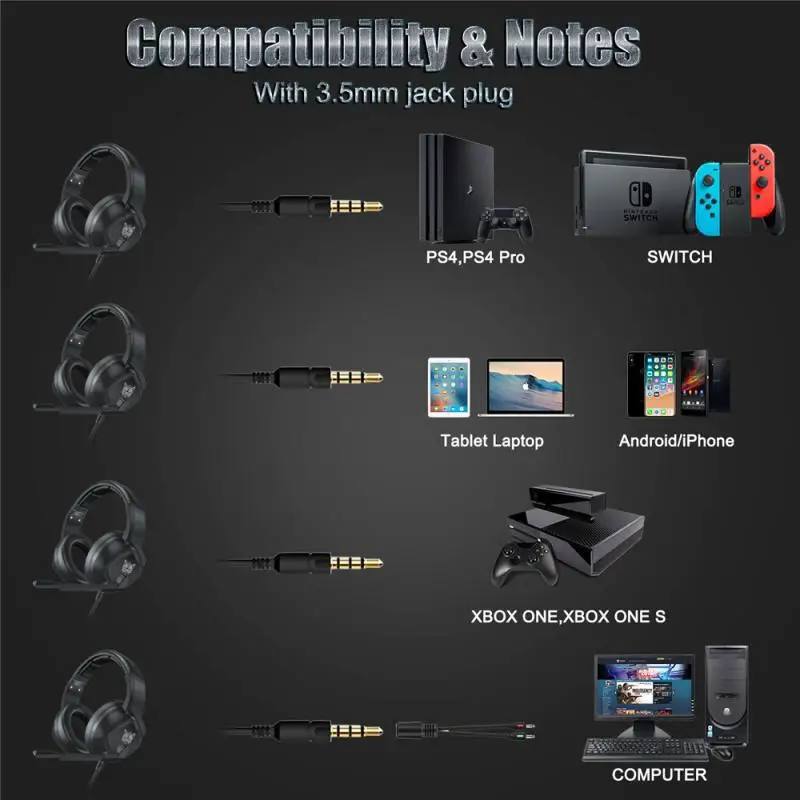 

Gaming Headset Earphone Wired Gamer Headphone Stereo Sound Headsets With Mic LED Light Gamer For Xbox One/PS4/PC/Nintendo Switch