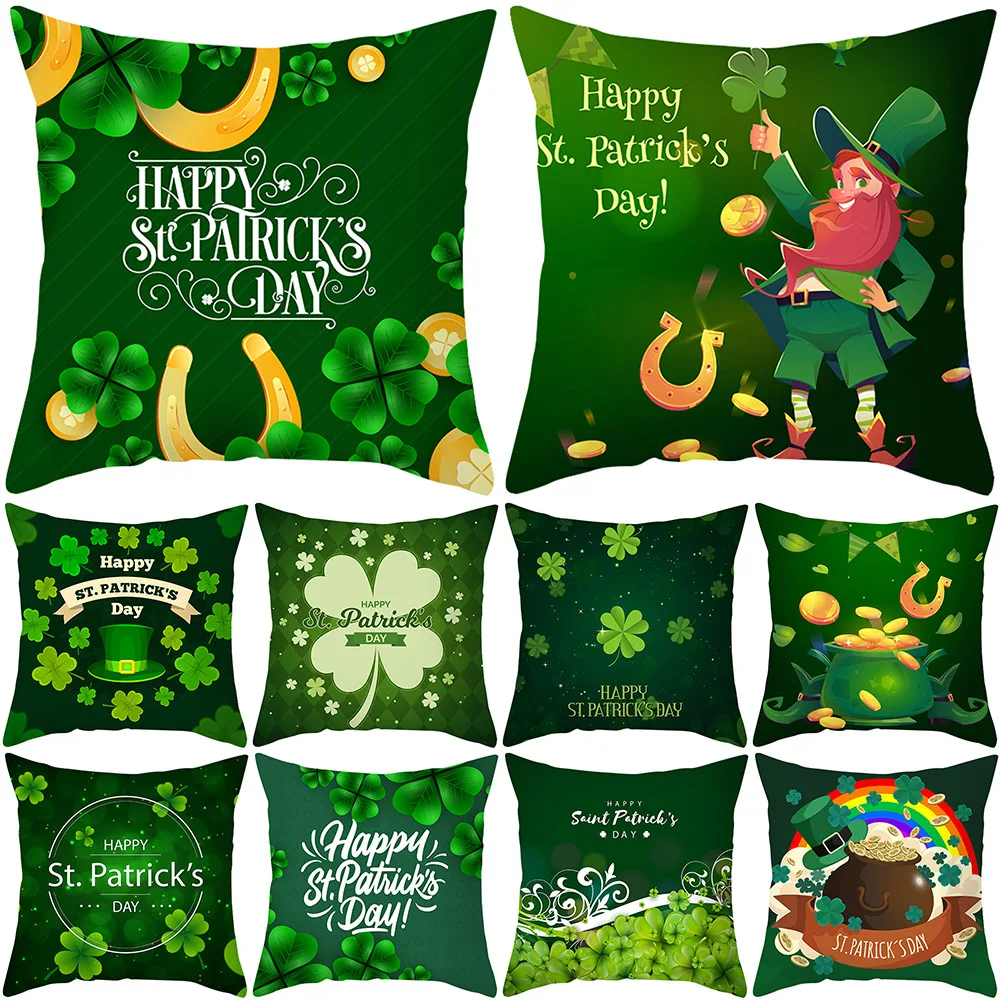 

Happy Saint Patricks Day Decor For Home Shamrock Clover Pillowcase St.Patricks Day Party Decor Irish Party Supplies Favor Gift