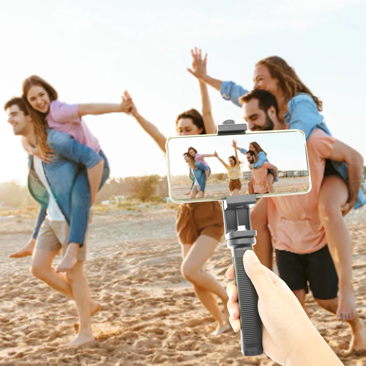 Противоскользящий держатель для смартфона с ручкой-стабилизатором сотового