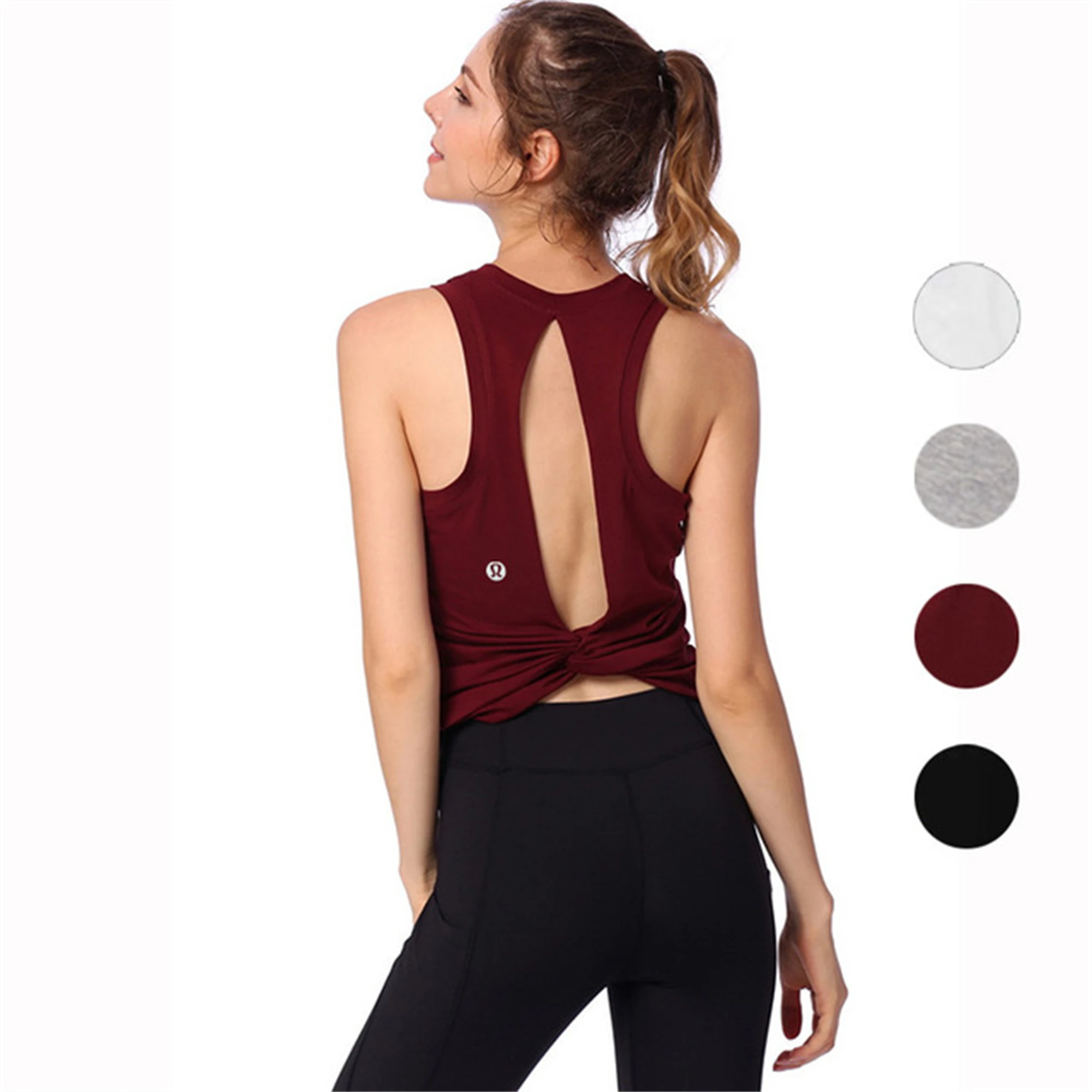 

Women's Sexy Solid Color Loose Breathable Fitness Training Vest Fashion Hollow Backless Quick-Drying Yoga Sling Sleeveless Shirt