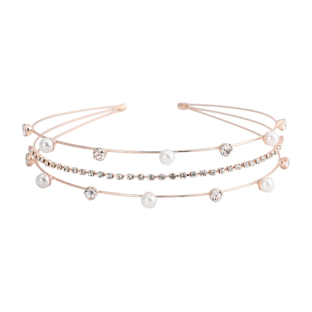 Женский обруч для волос AWAYTR свадебный с кристаллами и жемчугом аксессуар в