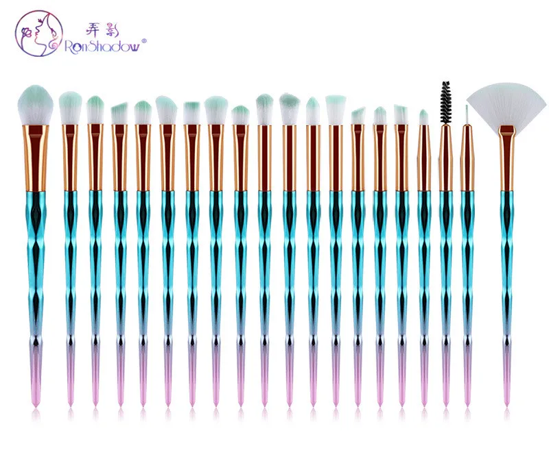 

20Pcs Diamond Makeup Brushes Set Blue For Eye Shadow Powder Foundation Lip Professional Cosmetic Beauty Make Up Brush