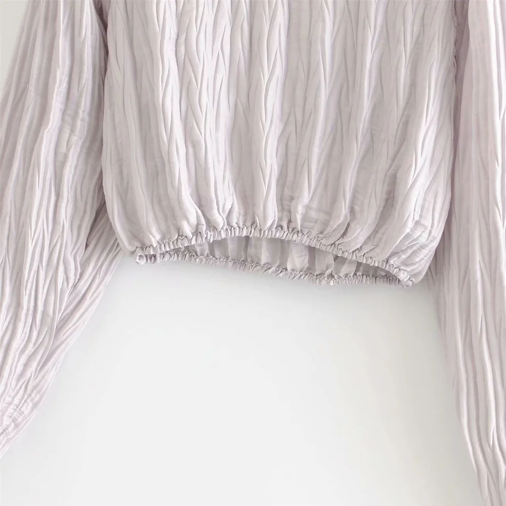 

Za women's new round neck tie adjustable long sleeve top in autumn 2019 small pleated back split top 05189917808