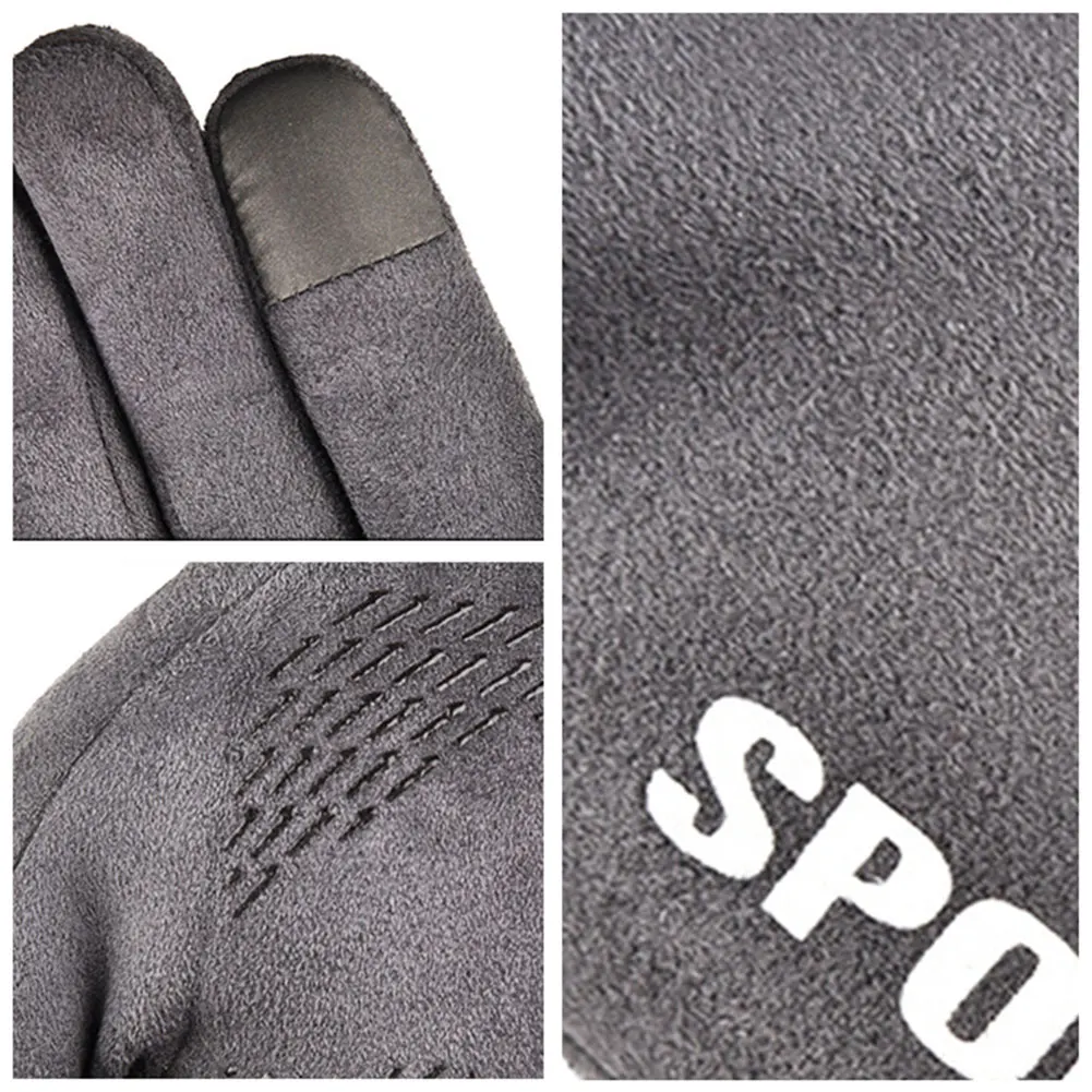 Мужские зимние толстые плюшевые подкладки замшевые рельефные термоварежки для