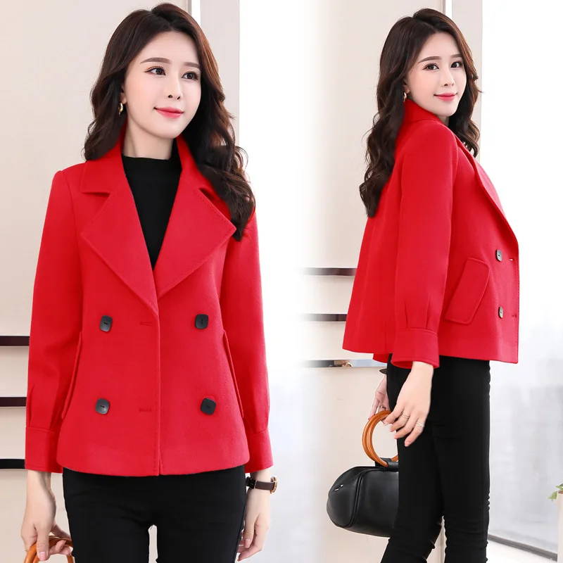 Женская короткая куртка шерстяное пальто свободного покроя размеры 2021 M--3XL |