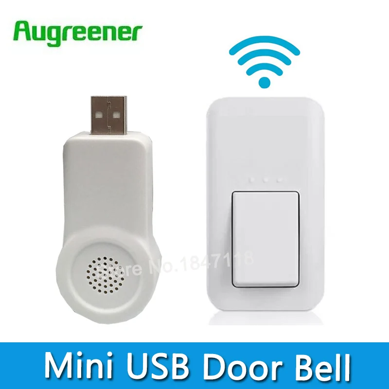 Новейший безбатарейный мини USB беспроводной дверной звонок Водонепроницаемый 433 МГц Электронные дверные звонки 220 В с 1 Кнопкой+ 1 приемником
