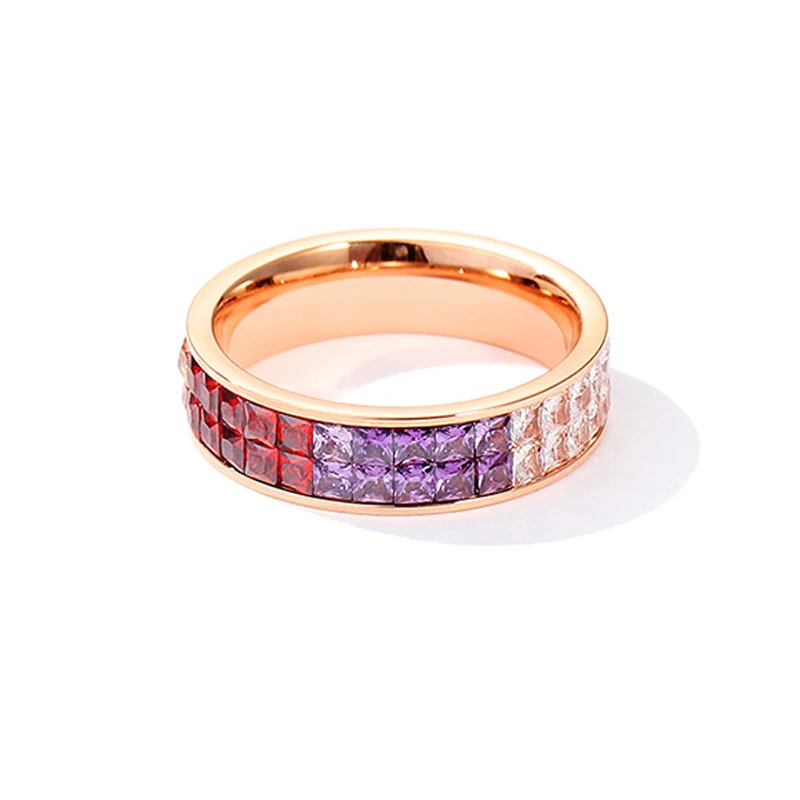 KNOCK Fashion Rose Gold Stainless Steel Ring With Stone Crystal For Woman Girl Men Couple In Wedding jewelry | Украшения и