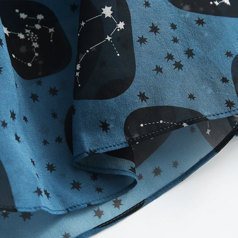 

100% Silk Women's Dress Bow Collar 3/4 Sleeves Printed Fashion Casual High Street Dresses