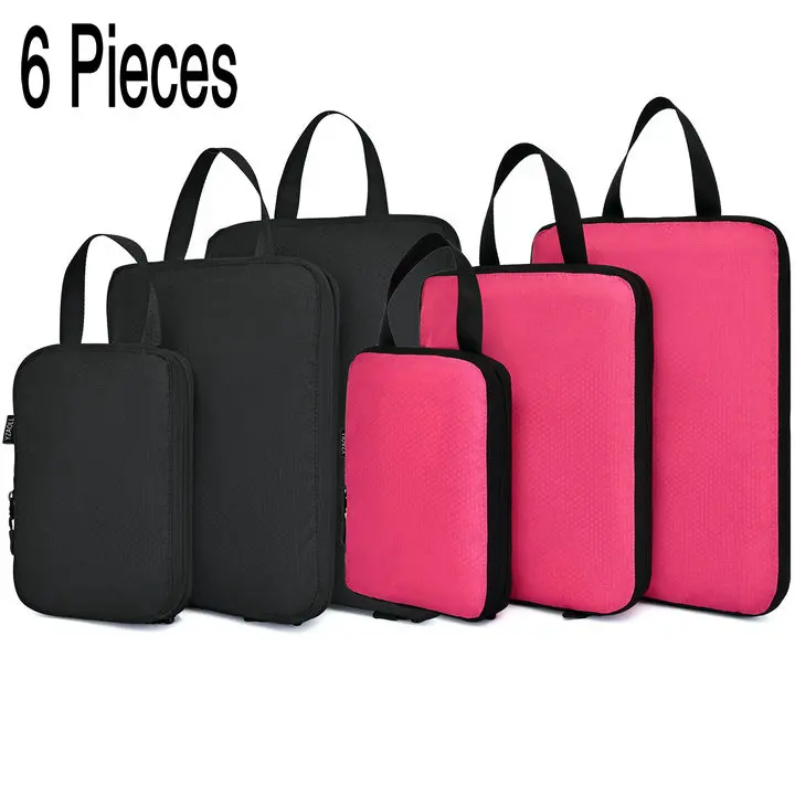 6pcs Black and Rose Soperwillton компрессионные упаковочные кубики, набор косметических сумок, нейлоновая дорожная сумка для мужчин и женщин, органайзер для путешествий, аксессуары - Цвет: 6pcs Black and Rose