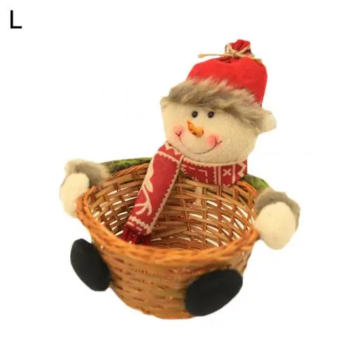 Snowman L Рождественская коробка для конфет Санта Снеговик Олень прочная корзина для хранения фруктов из ротанга рождественские украшения для дома Подарочный Органайзер - Цвет: Snowman L