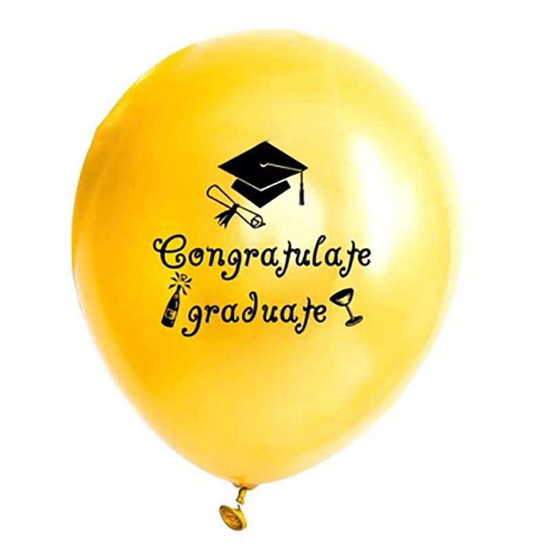 

10 pcs 12-Inch Graduation Season Latex Balloons Single-Print Graduation Caps Printed Balloons Graduation Carnival Balloons