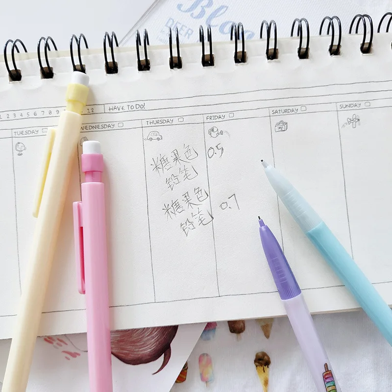 

Wholesale Kawaii Mechanical Pencil 40pcs Cute Candy Color Mechanical Pencil School Supplies Stationery 0.5mm 0.7mm Lead Pencil