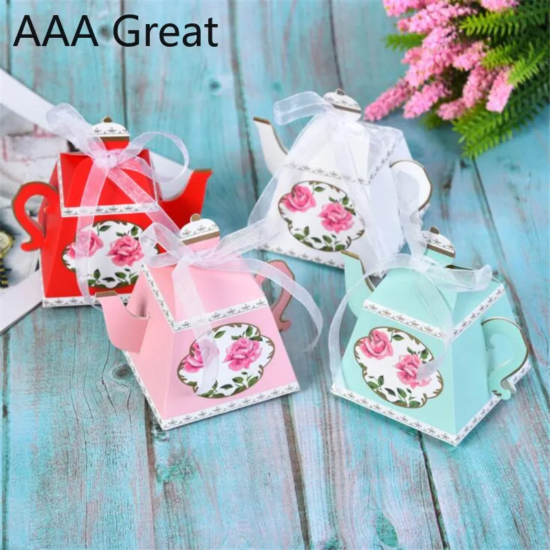 AAA Great 100 шт./лот Свадебные украшения Подарочная коробка для конфет подарочный сувенир для вечеринок коробка креативный Европейский чайник подарочная упаковка торт подарок
