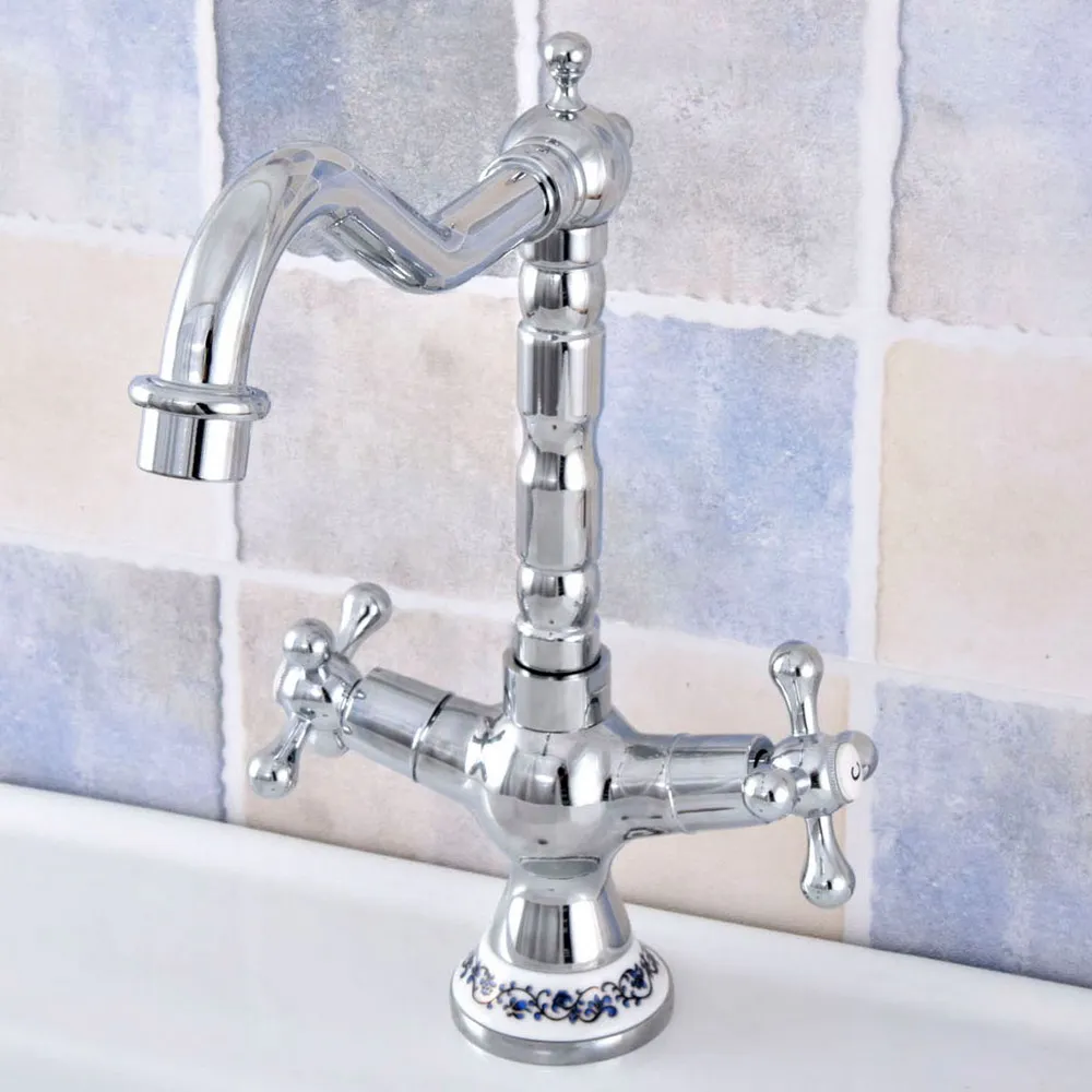 Mixer Tap Swivel Spout Dual Cross Handles Ceramic Base One Hole Msf667