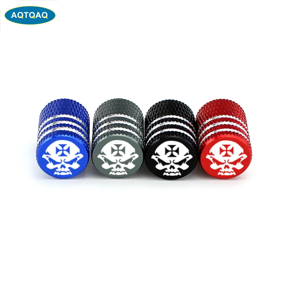 4 шт./компл. универсальные колпачки клапанов из алюминиевого сплава в виде черепа