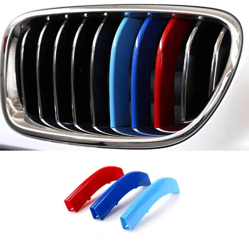 3 шт. 3D автомобиля Передняя решетка отделка полоски стикеры автоспорта для BMW F30 F10