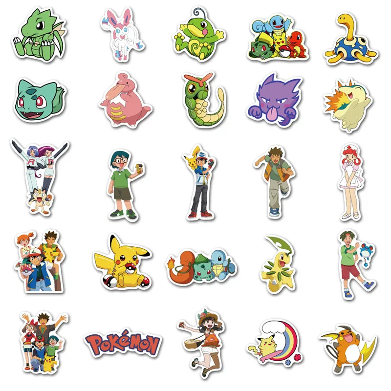 103050100pcs pokemons anime stickers luggage skateboard phone laptop moto bicycle wall guitar sticker diy waterproof toy free global shipping