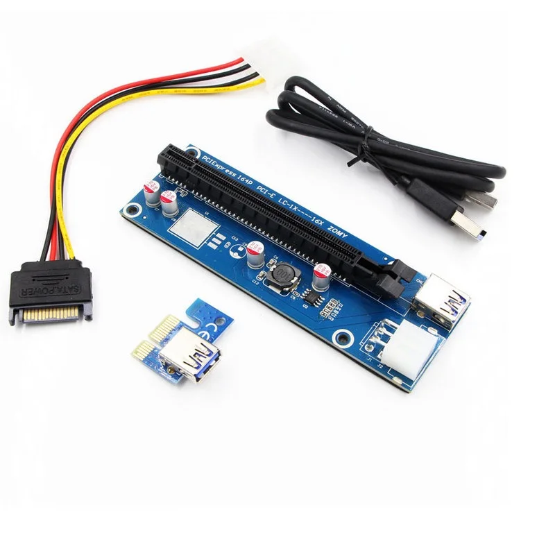 4 комплекта PCI-E Express USB3.0 1x to16x Райзер-карта адаптер SATA кабель питания печатная