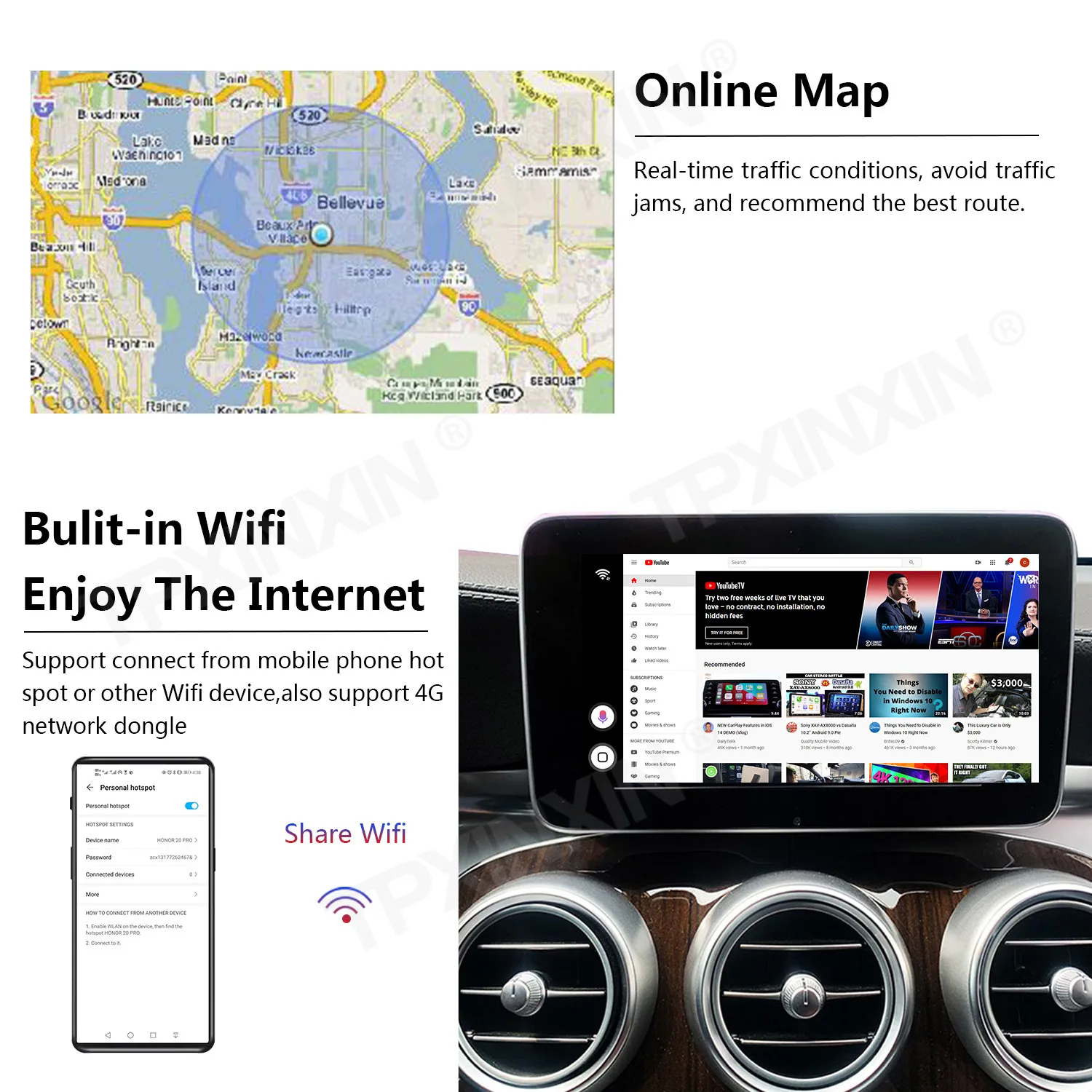 Обновленное радио Carplay Android Авто Аудио для Mercedes Benz S-klase 2018-20 Apple беспроводной AI Box