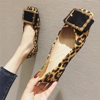 leopard shoes women flats casual slip on boat shoes women footwear elegant ladies shoes metal design