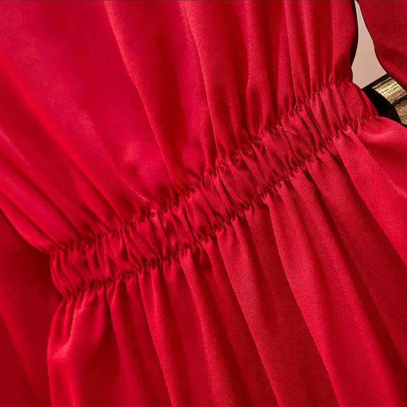 4XL 5XL большого размера осеннее женское платье шикарное Повседневное с v-образным