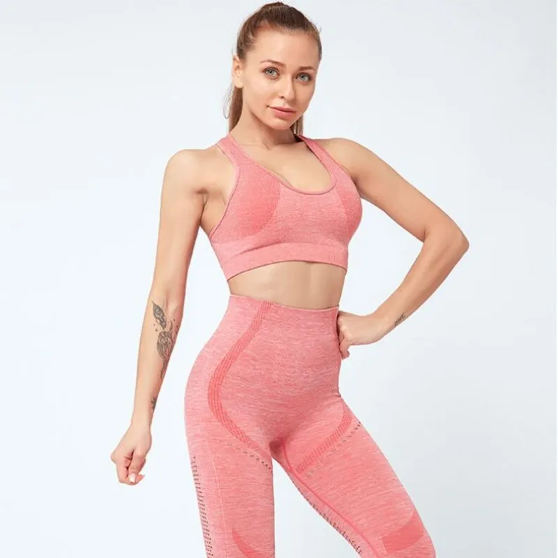 2020 Новые Сексуальные женские бесшовные упражнения бюстгальтер + штаны комплект