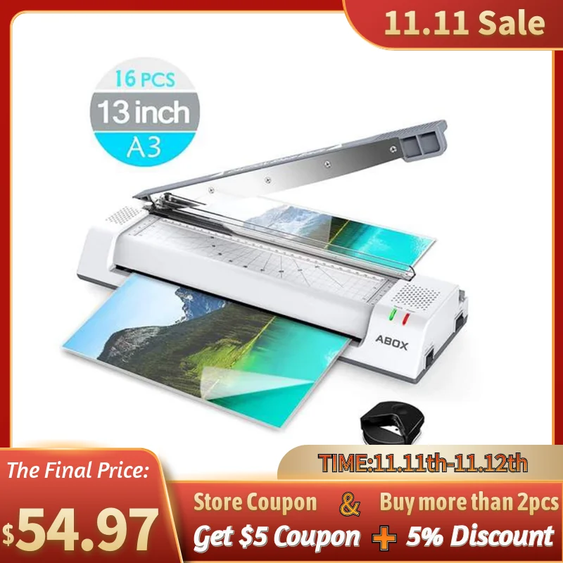 

4 in 1 Hot and Cold A3 Laminator with Rotary Trimmer,Corner Rounder Photo/Doucment/Card Laminator Machine Max Support A4 Size