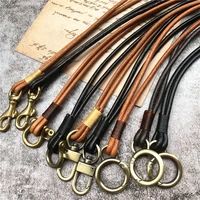 10pcs leather mobile phone rope cowhide handmade hanging neck lanyard for key usb neck strap id pass card holder hang rope