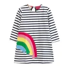 Платье с аппликацией в виде кролика для девочек, Осеннее Хлопковое платье в горошек с длинным рукавом для малышей