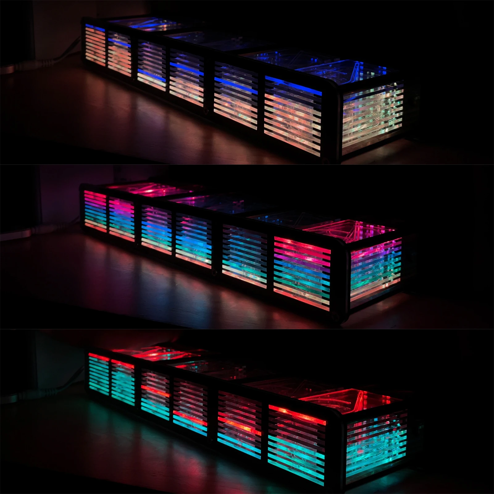 【New】Large Size Classic Analog Glow Tube Desktop Clock Music Spectrum Analyzer Full Color LED Rainbow DIY Kit - купить по
