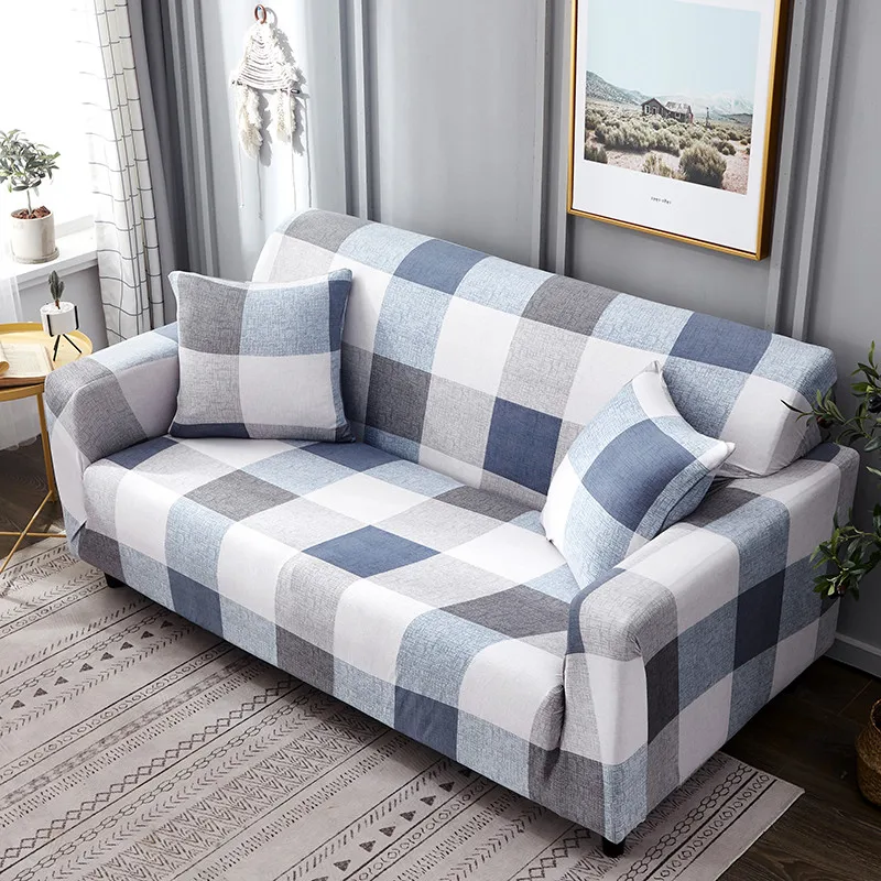 Растягивающиеся геометрические чехлы для диванов с принтом и эластичным