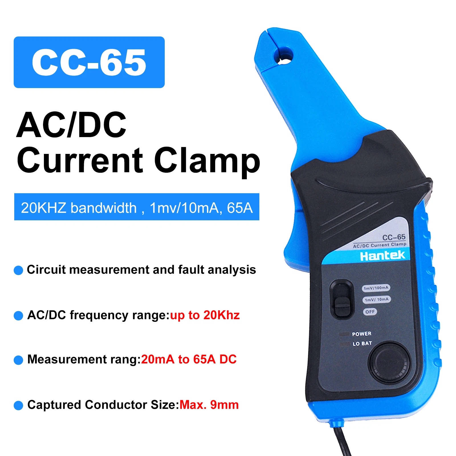 Hantek CC-65 AC/DC Цифровой мультиметр с зажимом разъемом BNC l CC65 | Инструменты