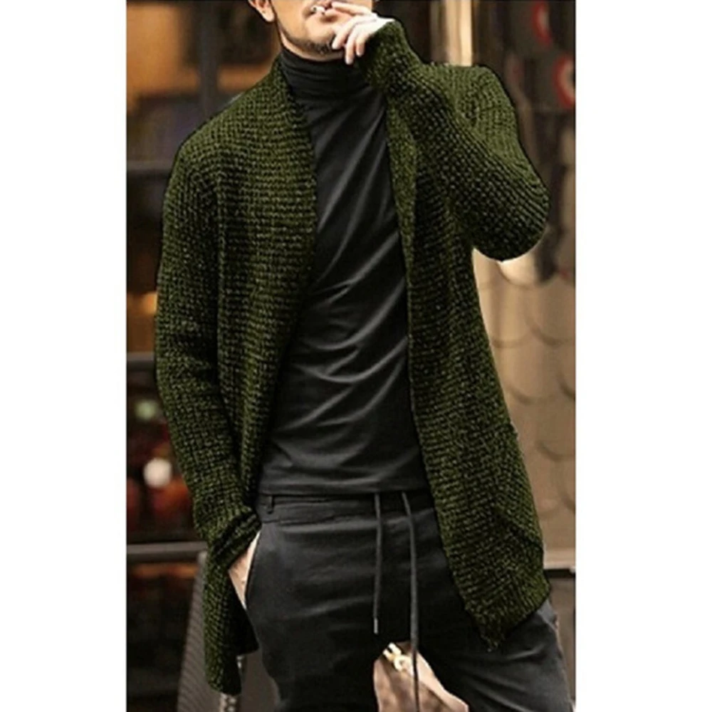 Covrlge Sweater Male Autumn New Casual Comfortable  Cotton Warm Daily All-match Cardigan Round Neck Trench Coat MWF015