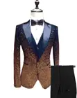 Лидер продаж, мужские костюмы из блестящего материала и черного цвета, смокинги для жениха, мужские свадебные смокинги с лацканами, Лучший человек (пиджак + брюки + галстук), C760