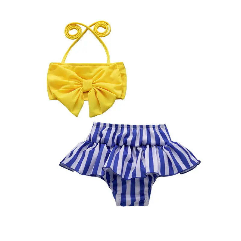

1-6Y Girl Baby Swimwear 2pcsToddler Kids Baby Girls Bow Tankini Bikini Swimwear Swimsuit Bathing Suit Beach