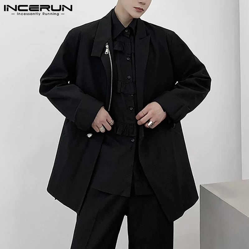

Tops 2021 New Men's Fashionable Suit Loose buttons Korean Style Handsome Casual Streetwear Design Irregular Blazer S-5XL INCERUN