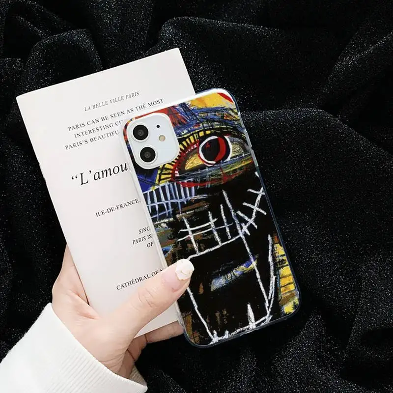 

Jean Michel Basquiat Art Graffiti Phone Case Transparent for iPhone 6 7 8 11 12 s mini pro X XS XR MAX Plus cover funda shell